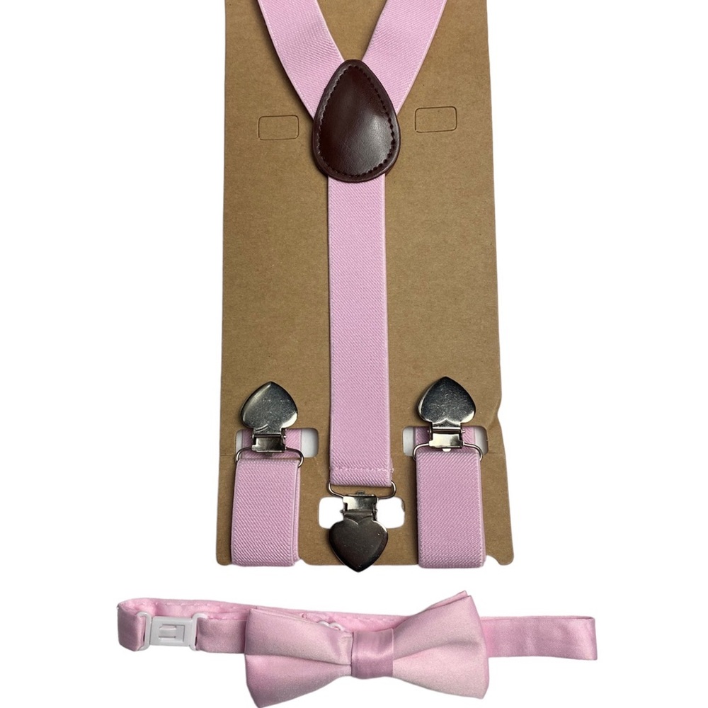 Pink Suspenders And Bow Tie Set